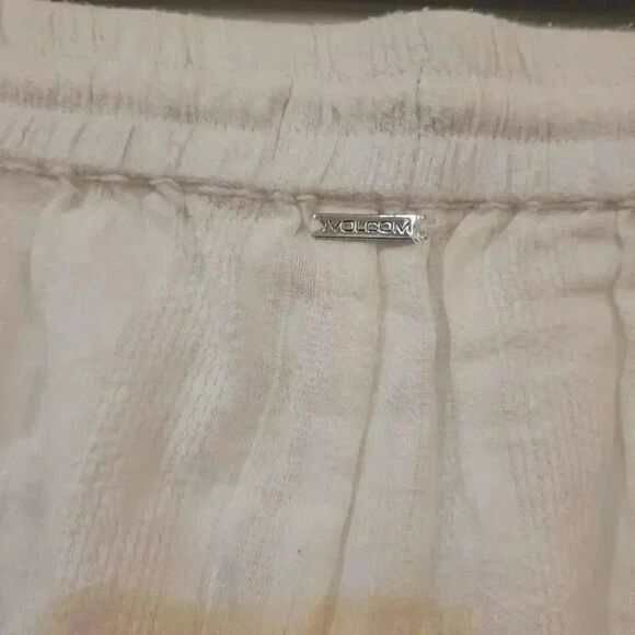 Volcom Women's White Cotton Sun Spent Drawstring Pants - Picture 8 of 12